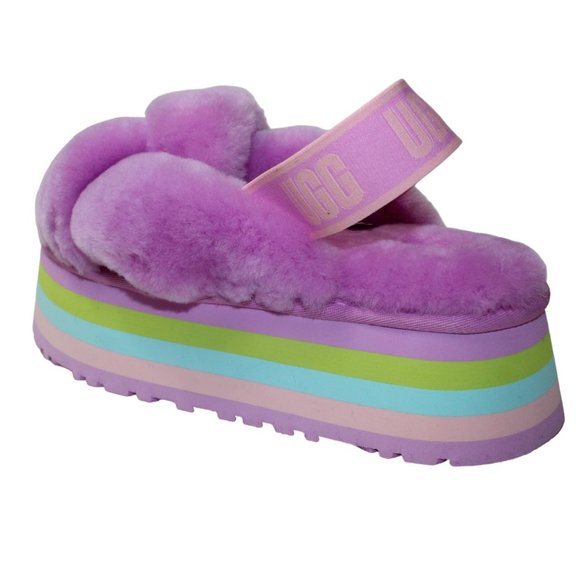 UGG Platform DISCO Slides Pink/Purple/Blue/Green Elastic strap Women's 8 NEW! - Picture 4 of 11
